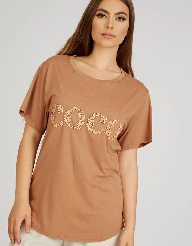 COCO Rhinestone Jersey Tee