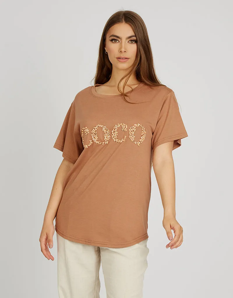 COCO Rhinestone Jersey Tee