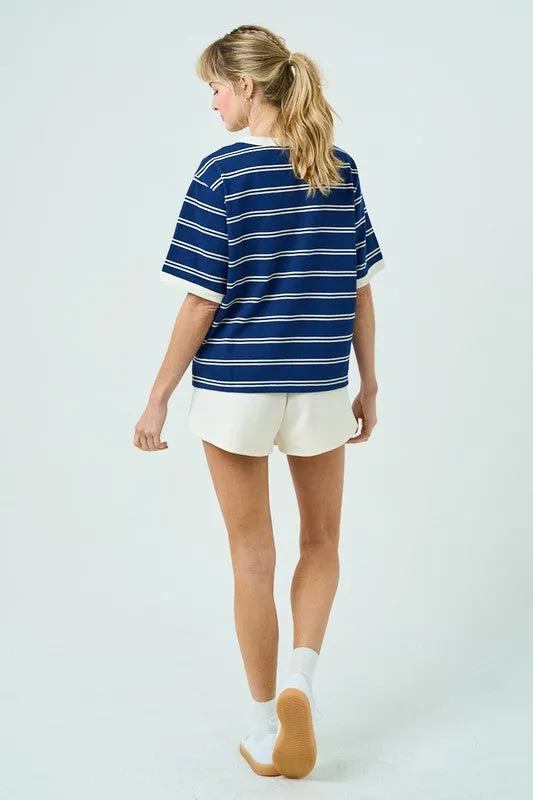 Knit Striped Tee Navy/Cream