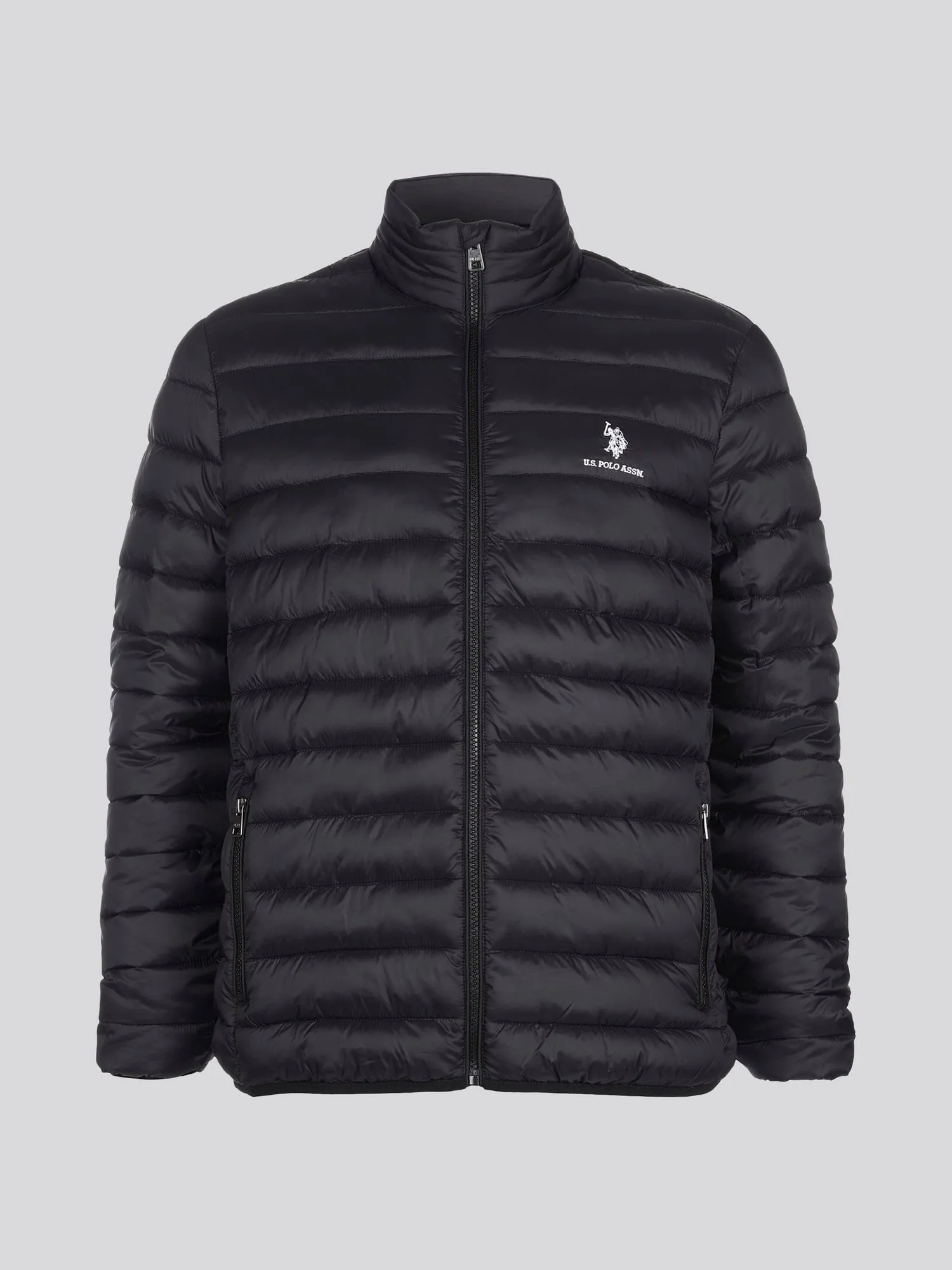 Mens Lightweight Bound Quilted Jacket in Black Bright White DHM