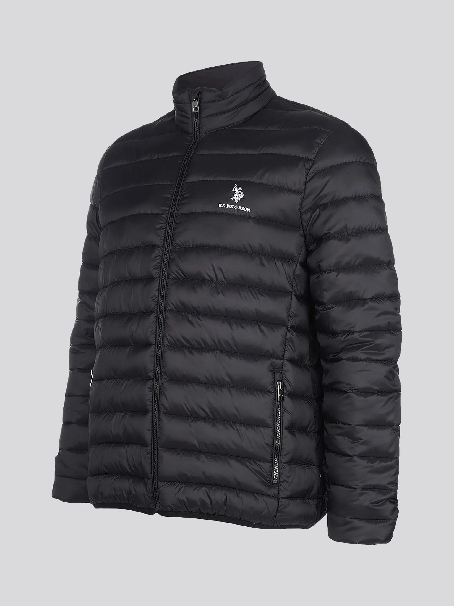 Mens Lightweight Bound Quilted Jacket in Black Bright White DHM