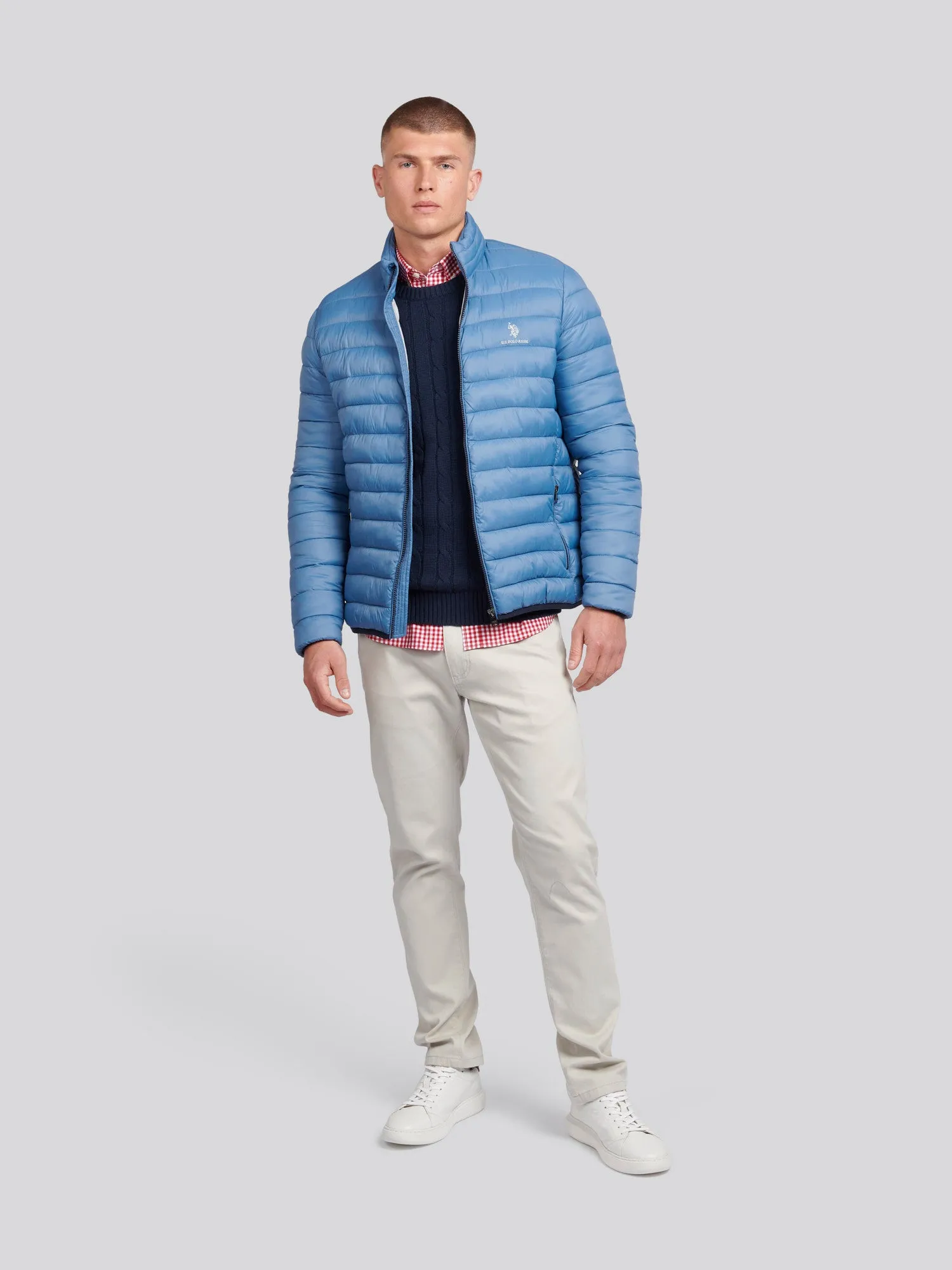 Mens Lightweight Bound Quilted Jacket in Blue Horizon