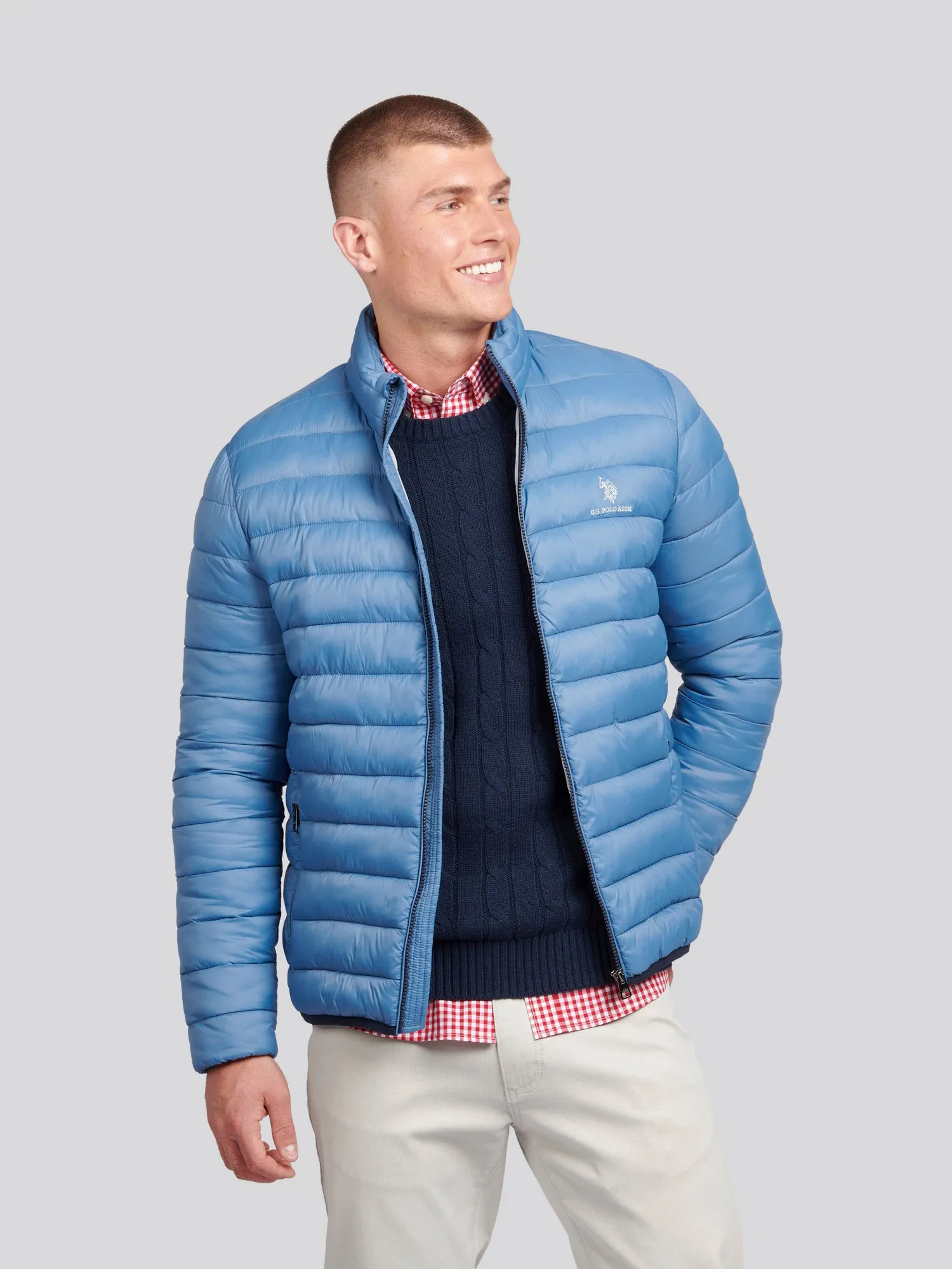 Mens Lightweight Bound Quilted Jacket in Blue Horizon