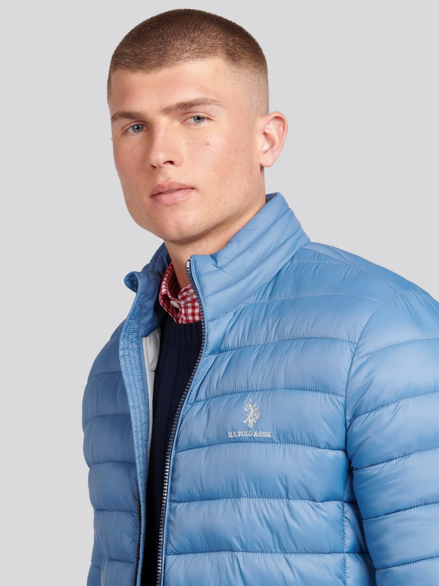 Mens Lightweight Bound Quilted Jacket in Blue Horizon