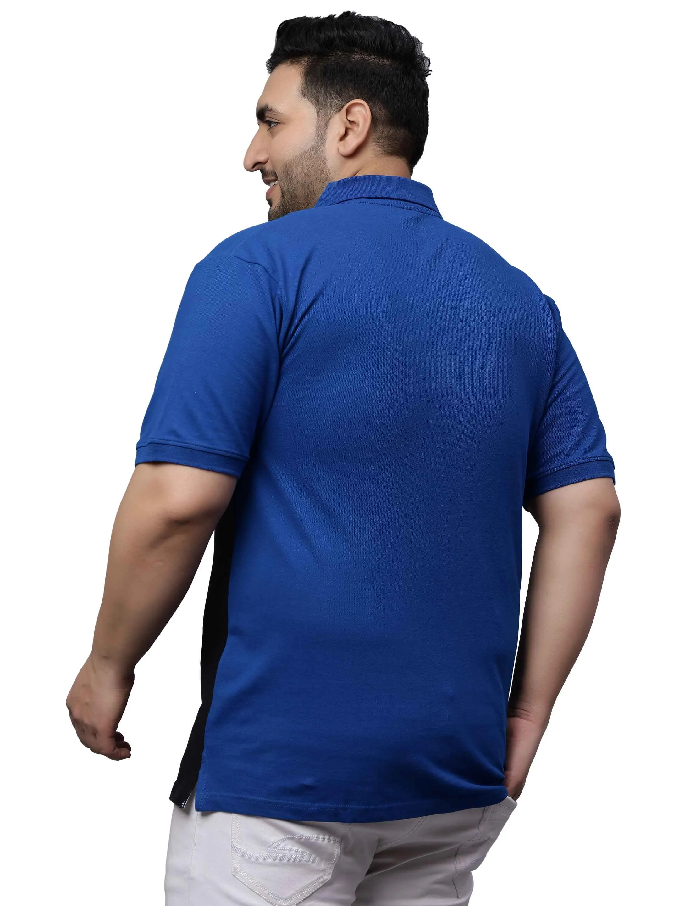 Royal Blue Triple Color Plus Size Polo T-shirt