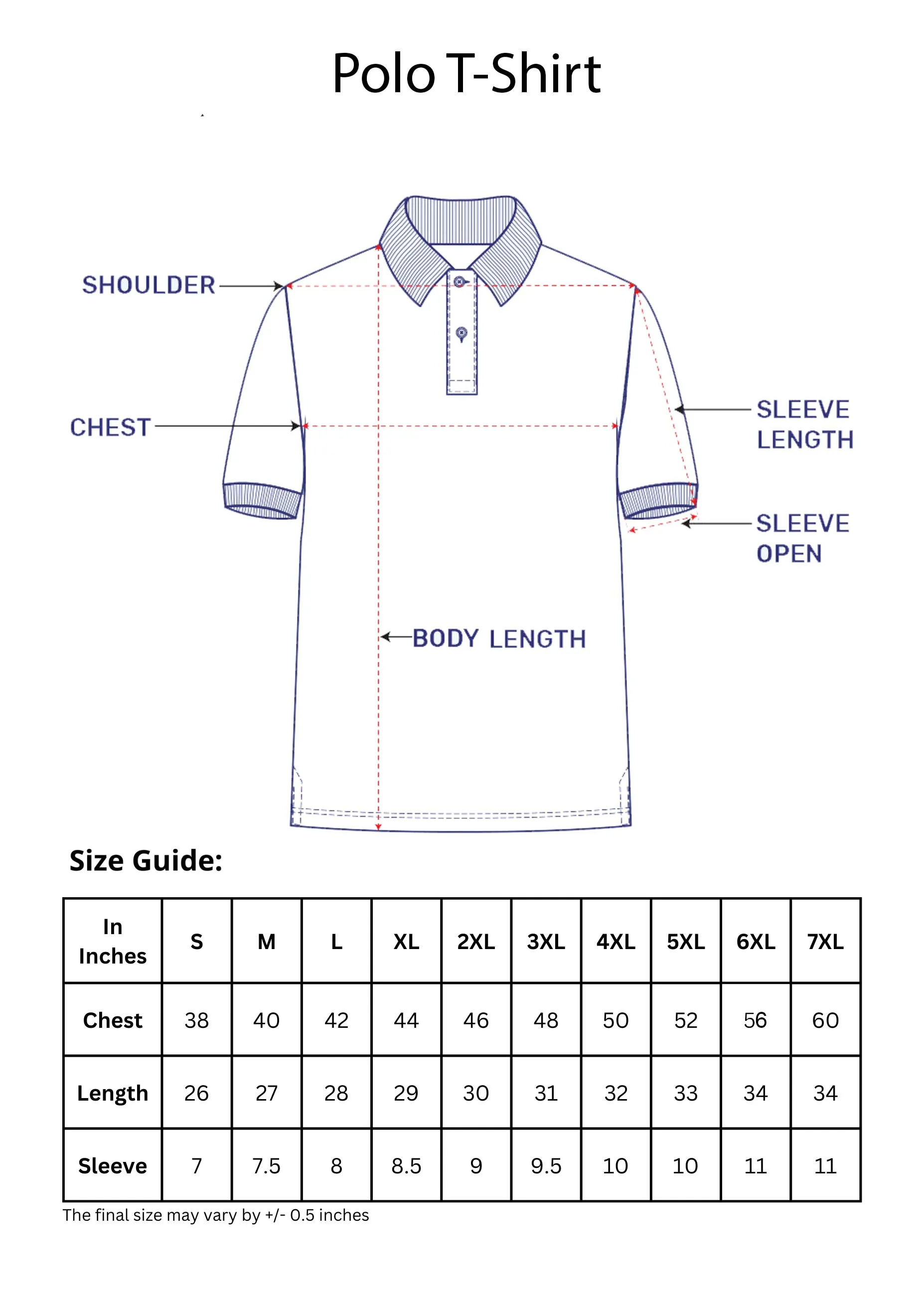 Royal Blue Triple Color Plus Size Polo T-shirt