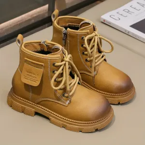 Vintage Style Lace Up Boots for Boys - Comfortable, Non-Slip, Water-Resistant, and Breathable Boots with Zipper for Indoor and Outdoor Travel, Autumn and Winter Wear