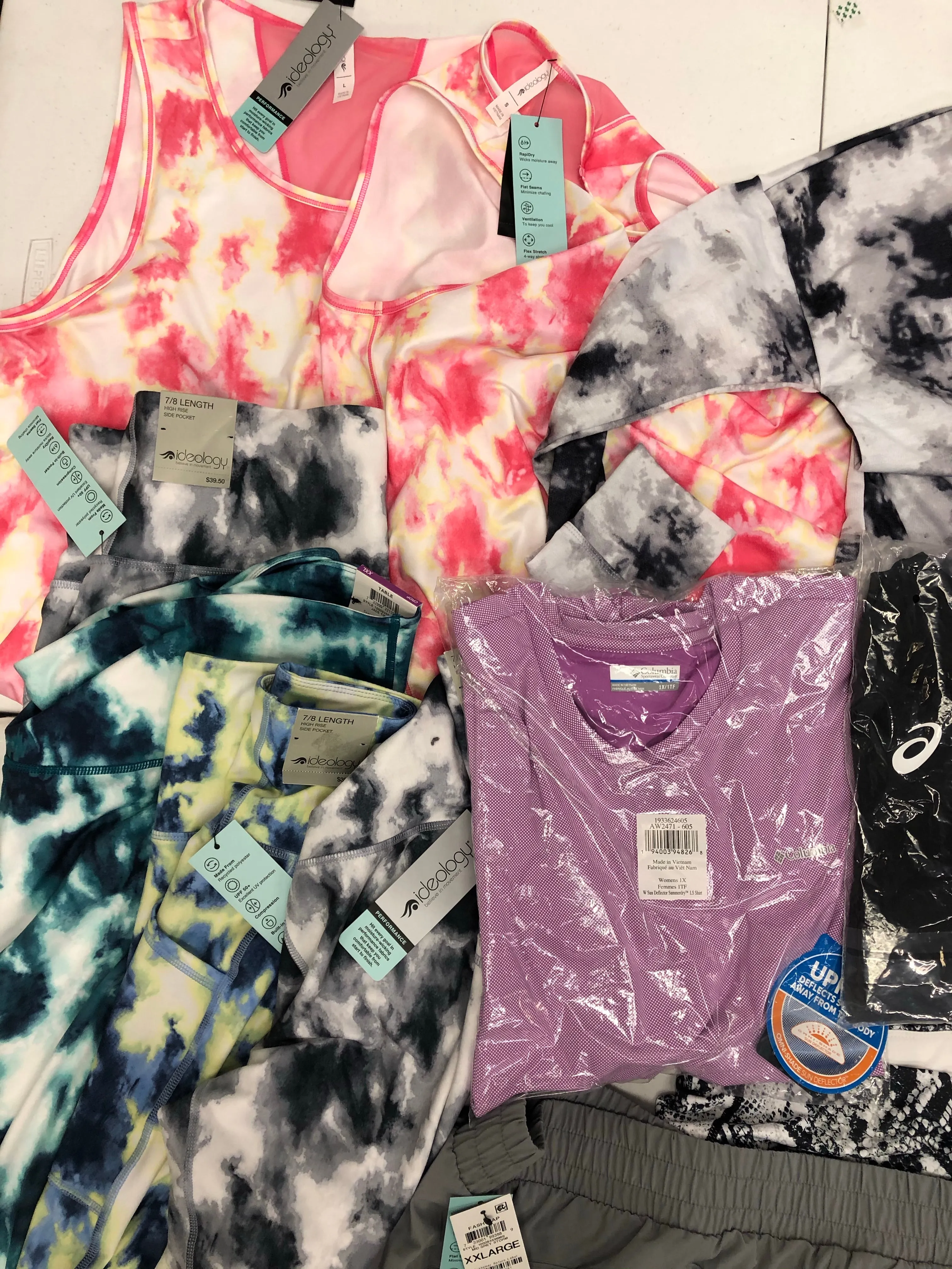 Women's Clothing Activewear Wholesale Lot, ASICS, COLUMBIA, NIKE, IDEOLOGY, 14 items, New, MSRP $531