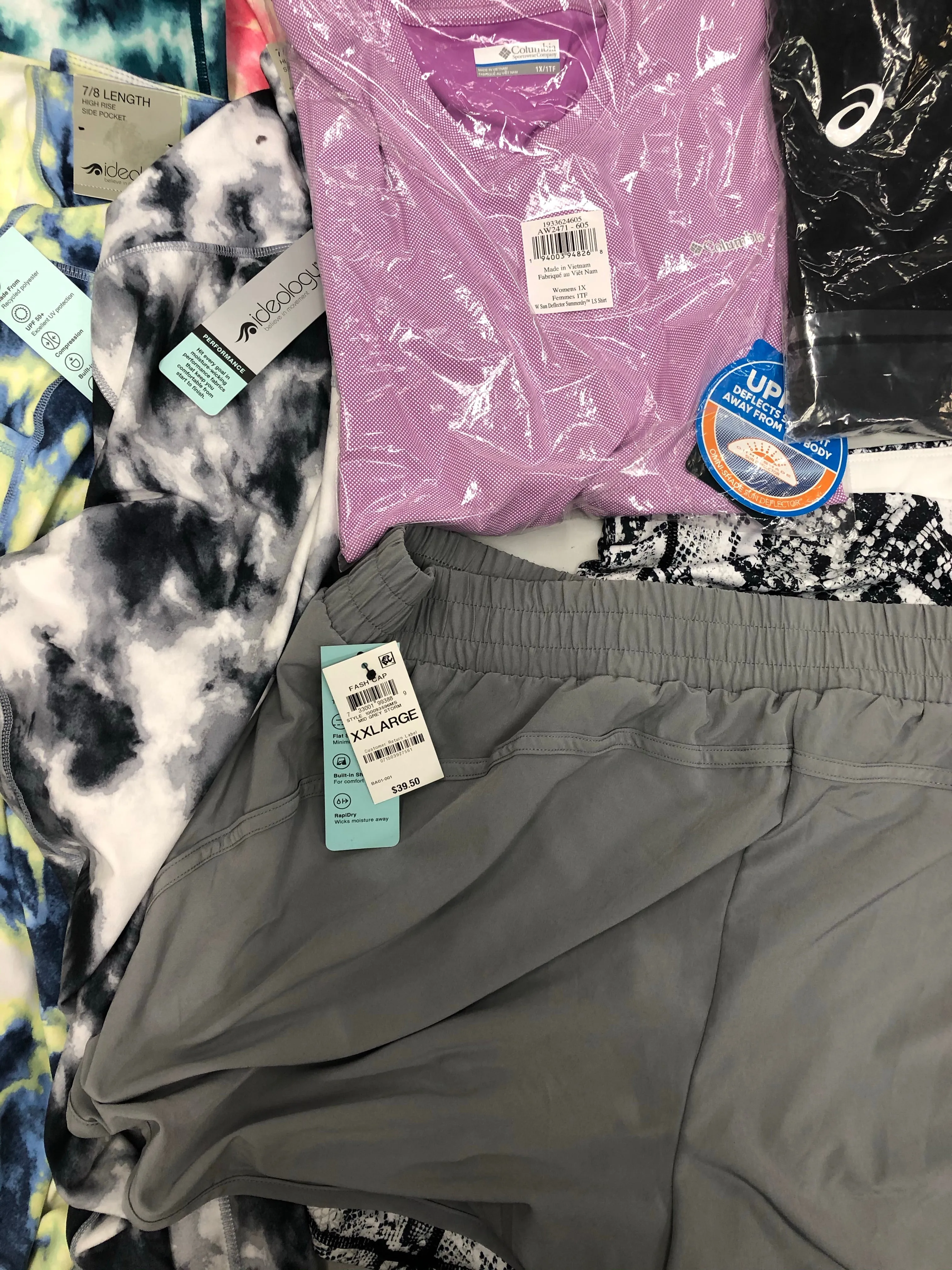 Women's Clothing Activewear Wholesale Lot, ASICS, COLUMBIA, NIKE, IDEOLOGY, 14 items, New, MSRP $531